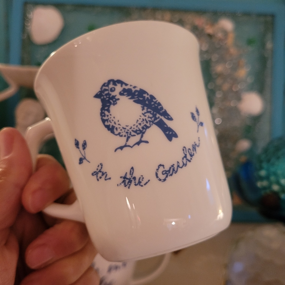 Corning USA "In The Garden" Bird  Coffee Cup Mug ~ Cottage ~FINAL PRICE
